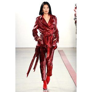 HELLESSY Fall RTW 2019 Kennedy Sequin Pants In Red